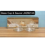 Glass cup and saucer